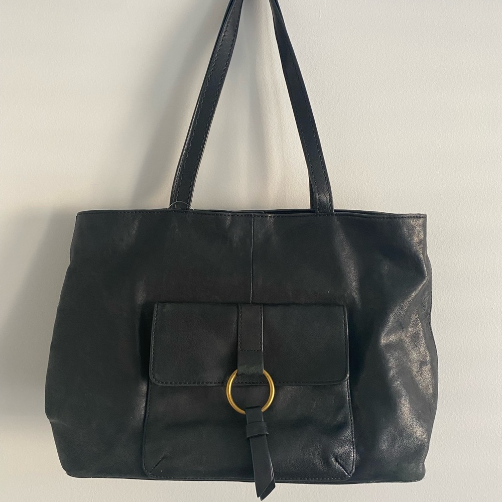 Elegant Black Leather Tote Bag